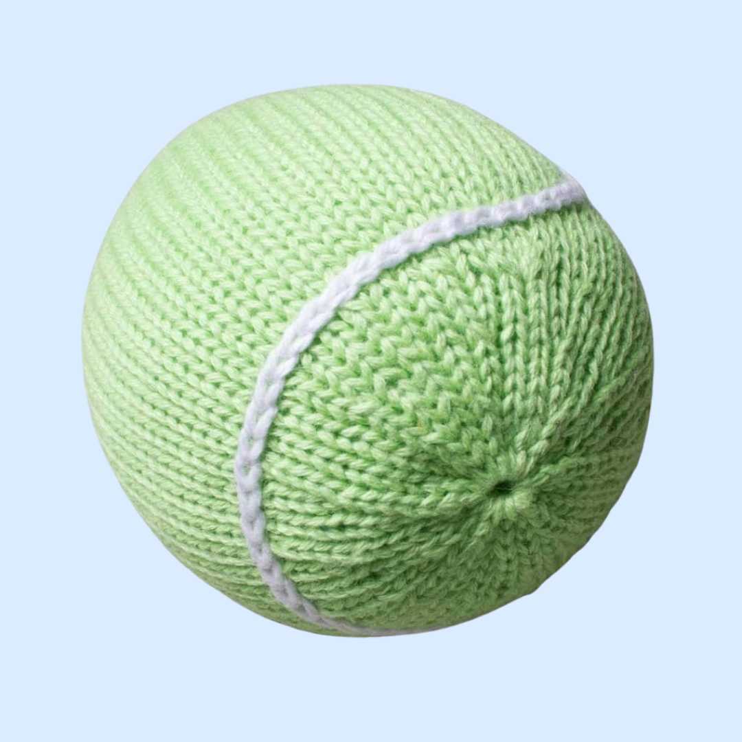 Shop Organic Tennis Ball Rattle Baby Toy | Estella