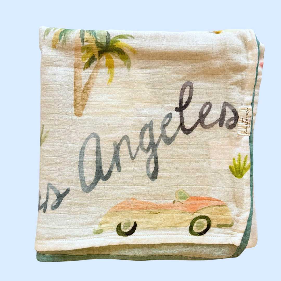 Loulou Lollipop Swaddling Blankets Los Angeles Print Swaddle