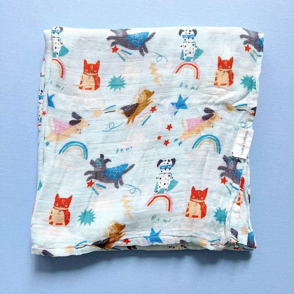 Muslin Dog Print Baby Swaddle - {{variant_option_1}}