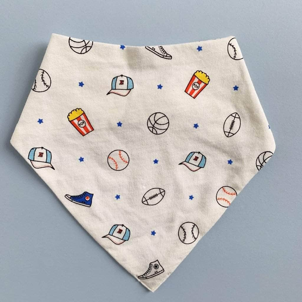 Organic Baby Bib Kerchief Reversible - Sports All Over Print - {{variant_option_1}}