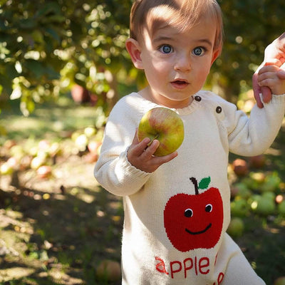 Organic Baby Romper, Long Knit-Apple of My Eye - {{variant_option_1}}
