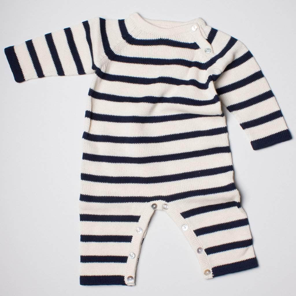 Estella Knitted Romper Black / 0-3 M Stripes Knitted Romper