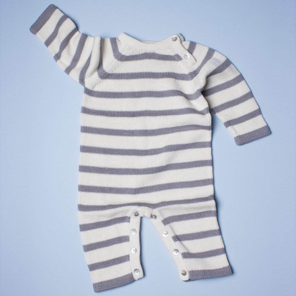 Estella Knitted Romper Grey / 0-3 M Stripes Knitted Romper