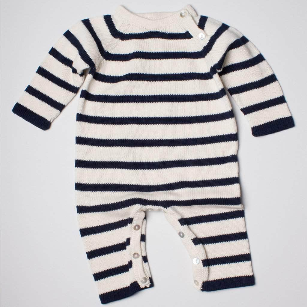 Estella Knitted Romper Navy / 0-3 M Stripes Knitted Romper