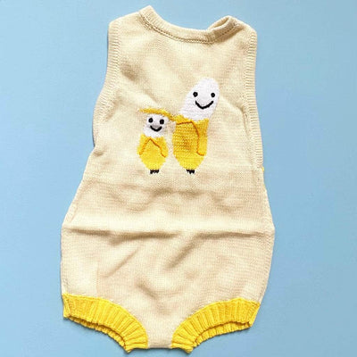 Organic Baby Romper, Sleeveless Knit - Banana - {{variant_option_1}}