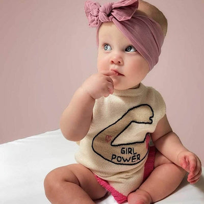 Organic Baby Romper, Sleeveless Knit - Girl Power - {{variant_option_1}}