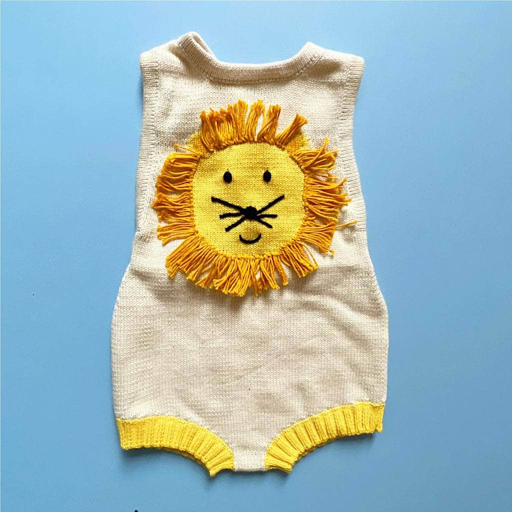 Organic Baby Romper, Sleeveless Knit - Lion - {{variant_option_1}}