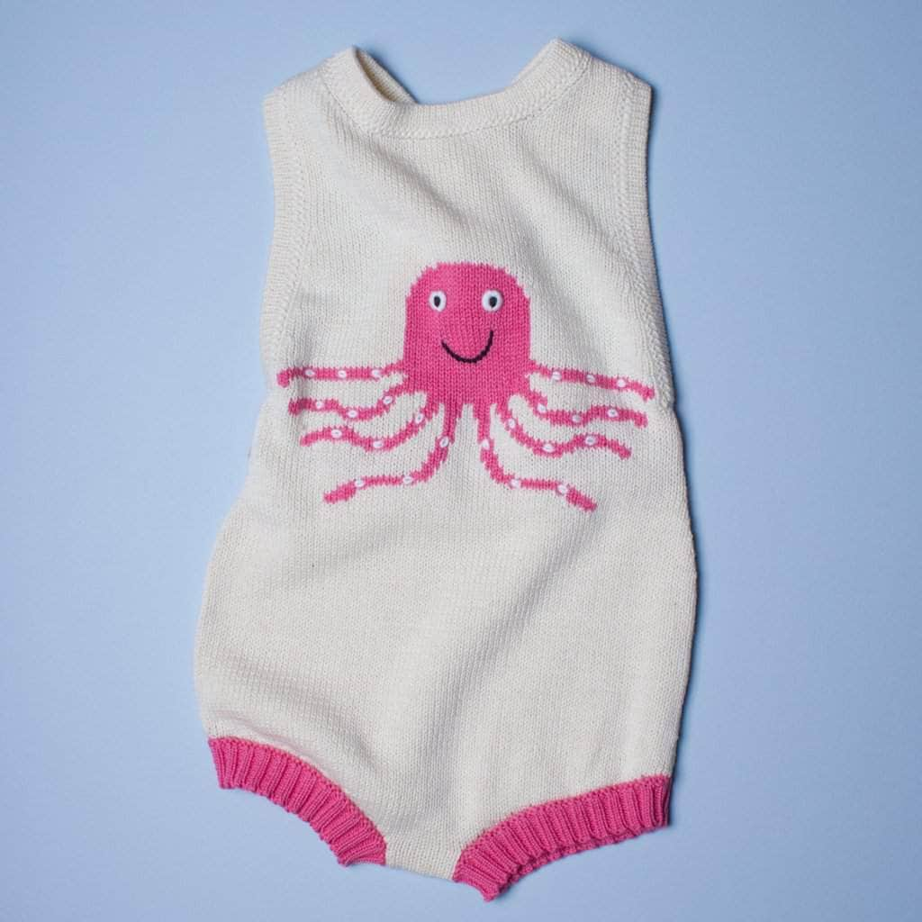 Estella Knitted Onesie Pink / 0-6 M Octopus Knitted Bodysuit