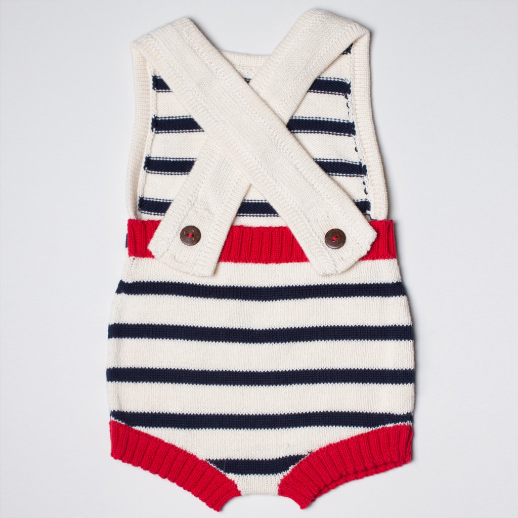 Organic Baby Romper, Sleeveless Knit - Stripe - {{variant_option_1}}
