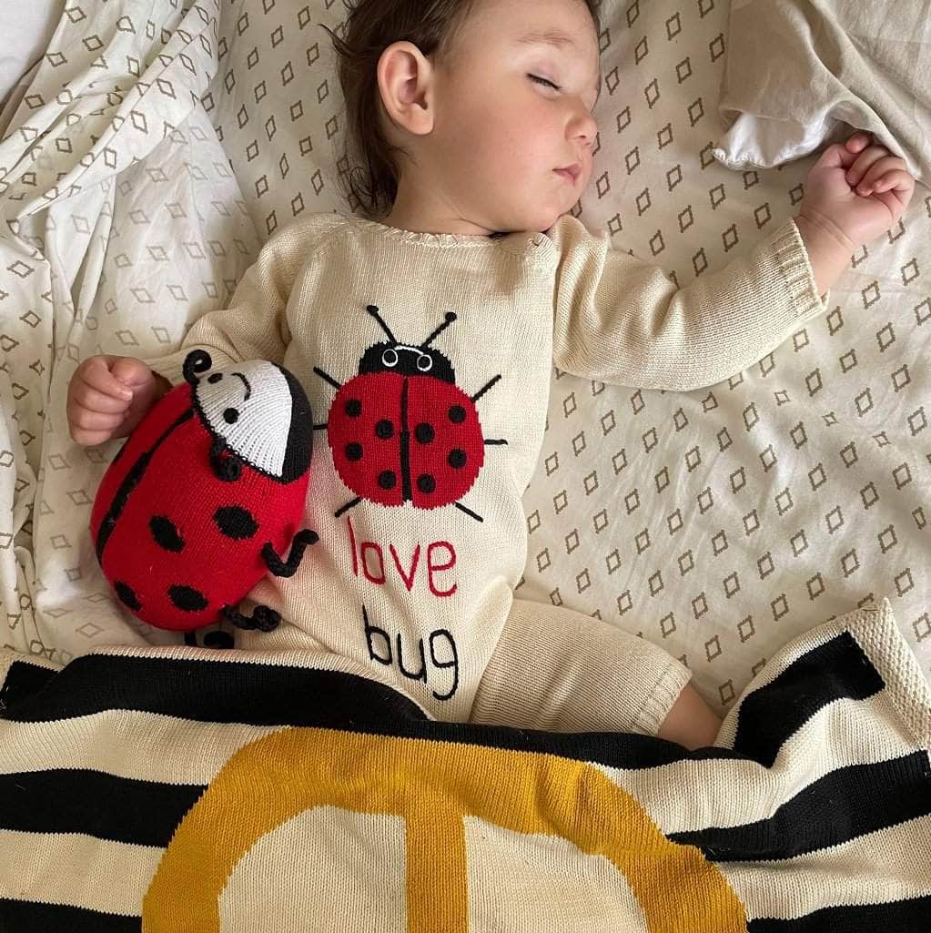 Organic Knitted Baby Romper - "Love Bug" - {{variant_option_1}}