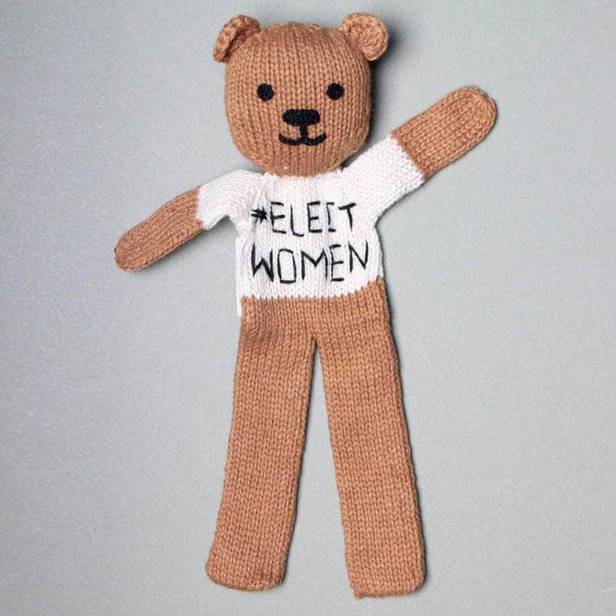 Knitted Baby Bear Snuggle and Rattle Set