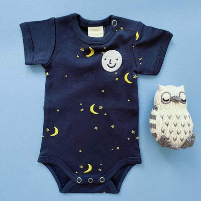 Moon & Stars Organic Baby Onesie and Owl Rattle Set - {{variant_option_1}}