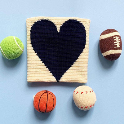 Organic Baby Ball Toy Set, Rattles - Football, Baseball, Basketball &  Tennis, Estella