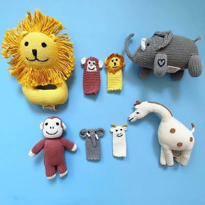 Organic Baby Animal Rattles and Finger Puppet Set - {{variant_option_1}}