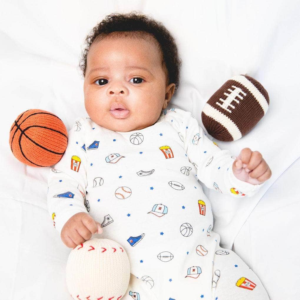Organic Baby Ball Toy Set | Newborn Rattles - Football, Baseball & Basketball - {{variant_option_1}}