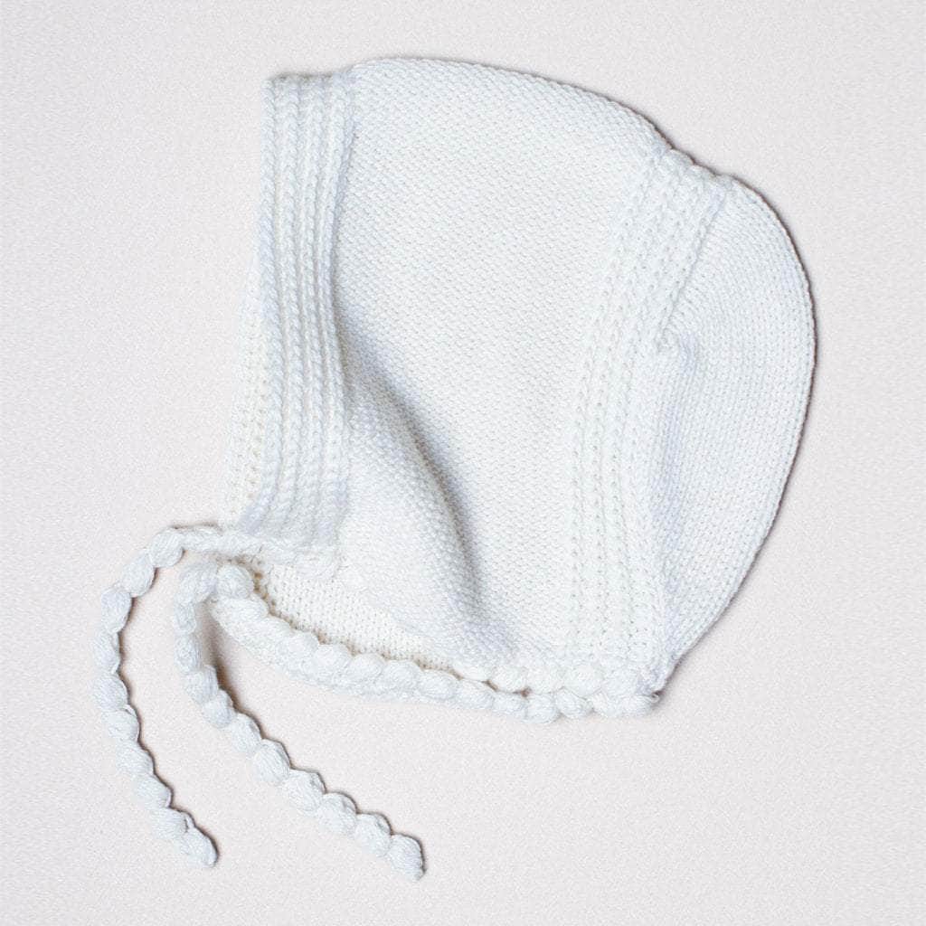 White Organic Cotton Baby Bonnet 