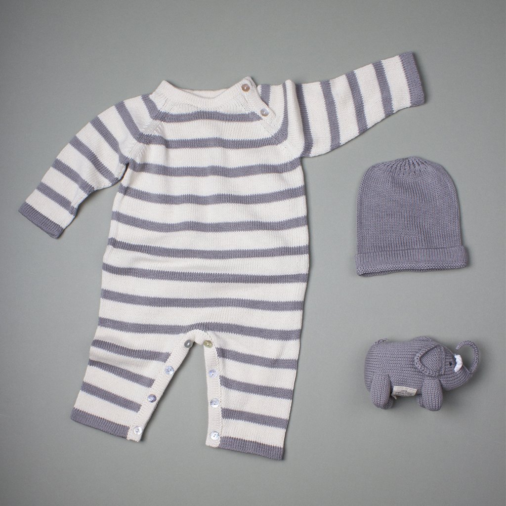 Estella Baby Gift Sets Elephant Knit Romper Set