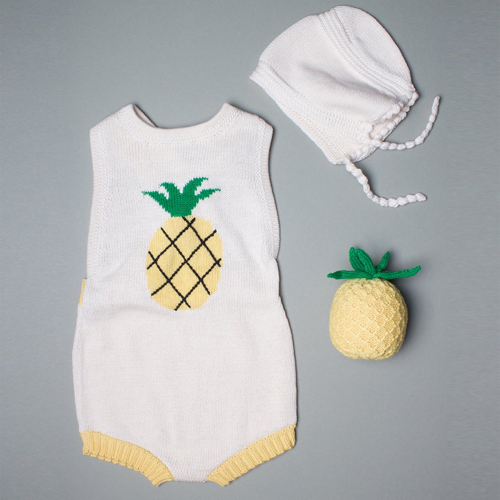 Estella Baby Gift Sets Pineapple Knitted Bodysuit Set for Foodies