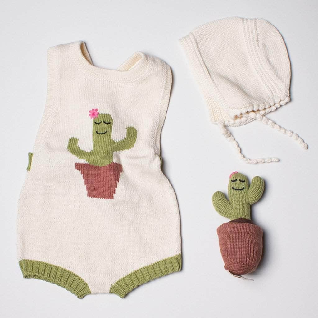 Cactus Bodysuit, Hat & Rattle Set