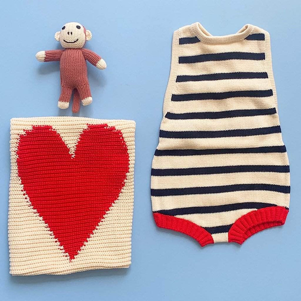 Organic Baby Gift Set - Handmade Newborn Romper, Lovey and Rattle Toy | Monkey - {{variant_option_1}}