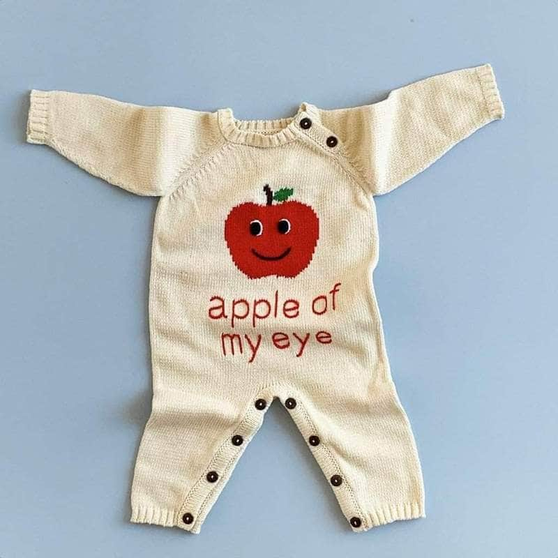 Estella Baby Gift Sets Knitted Baby Romper & Plush Apple Set