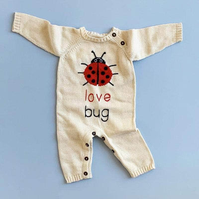 Organic Baby Gift Set | Knitted Romper & Stuffed Animal - Love Bug - {{variant_option_1}}