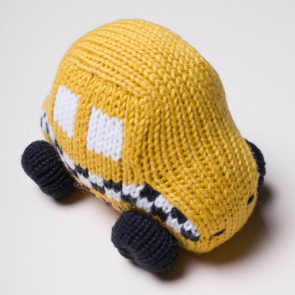 Organic Cotton Yellow Taxi Baby Rattle