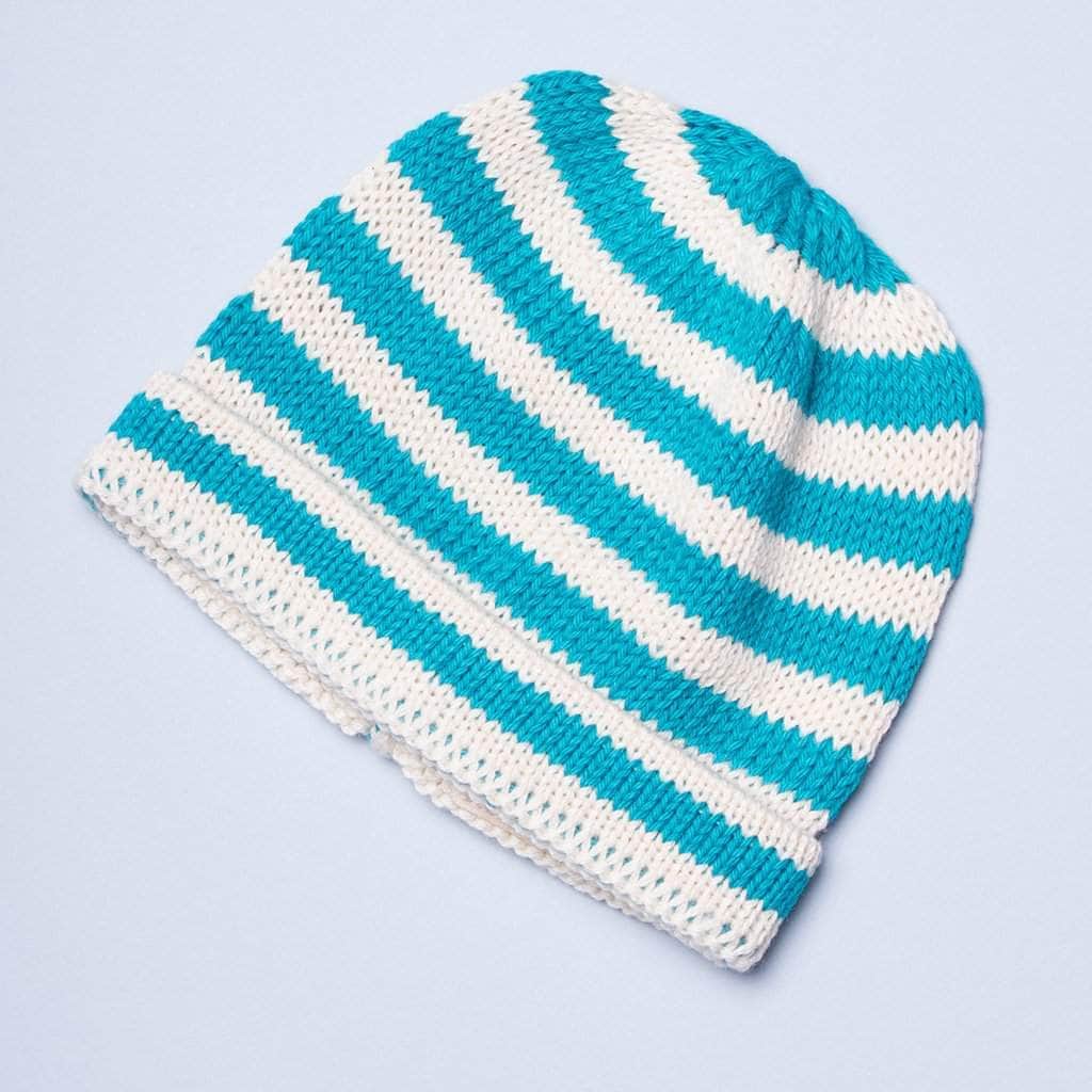 blue stripes hat organic and knit.