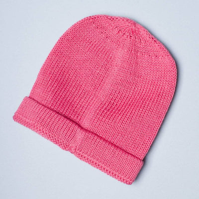 organic knit pink hat. 