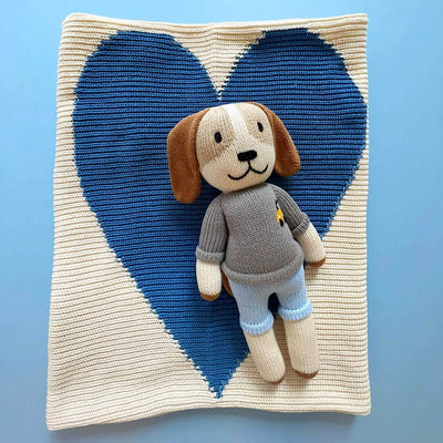 Organic NY Doll and Heart Blanket Gift Set - Blue
