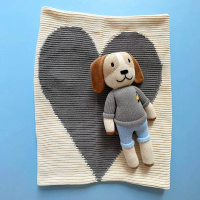 Organic NY Doll and Heart Blanket Gift Set - Gray