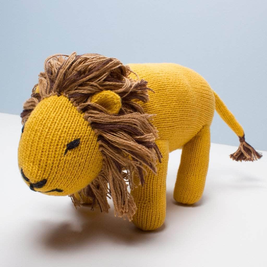 Lion king stuffed animal in organic cotton with stitched eyes, mouth & nose.