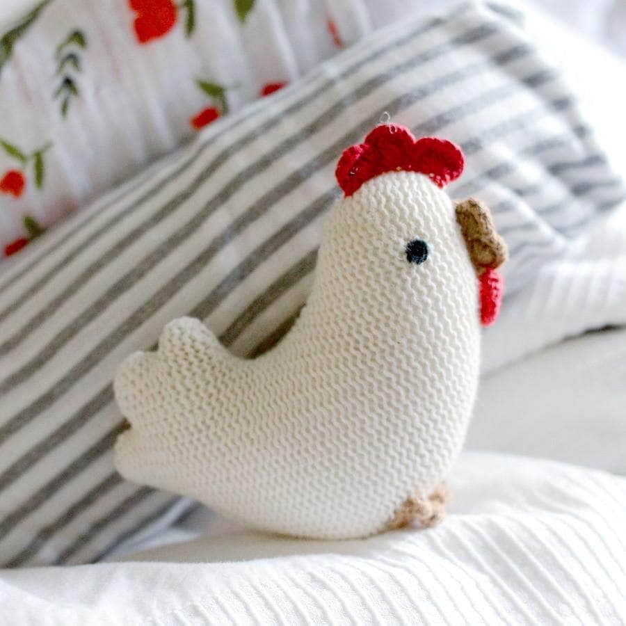 Estella Knit Baby Rattle ~ Chicken