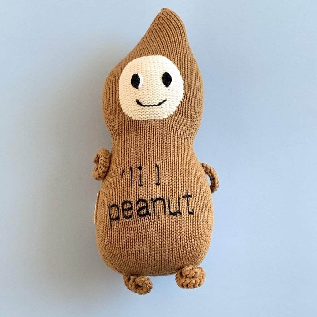 organic stuff toy peanut. Brown and cream with black eyes. 
