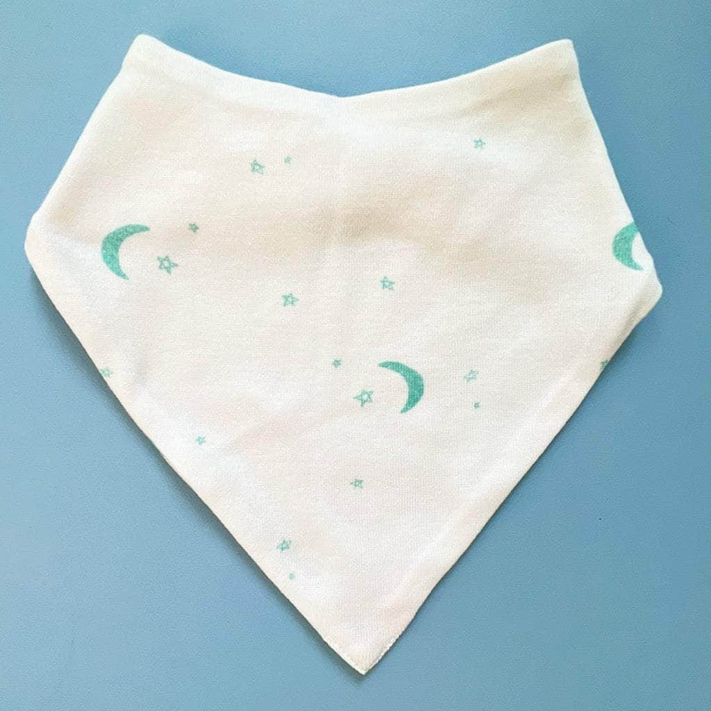 Baby Kerchief Bib-Moon and Stars - Green