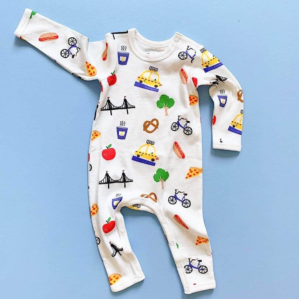 Organic Baby Gift Set - New York Onesie & NYC Taxi Rattle Toy -romper