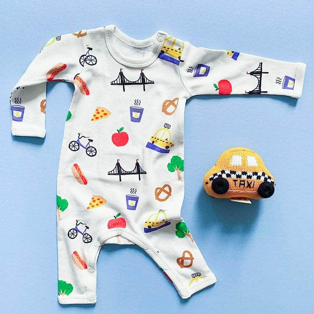 NYC Print Romper & Rattle Set