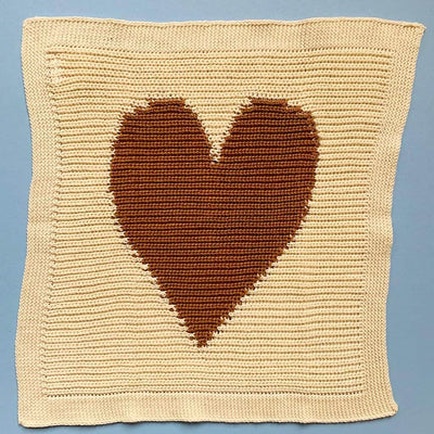 Baby Lovey Blanket - Heart 14" x 14" in chocolate.