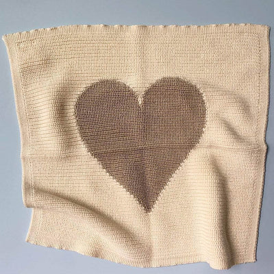Baby Lovey Blanket - Heart 14" x 14" in grey.
