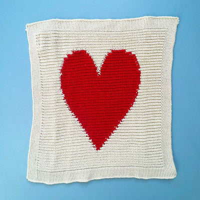 Baby Lovey Blanket - Heart 14" x 14" - Red