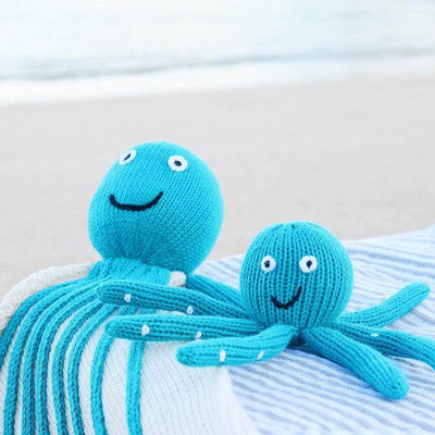 Two Organic Octopus Baby Security Blanket or Lovey - Turquoise