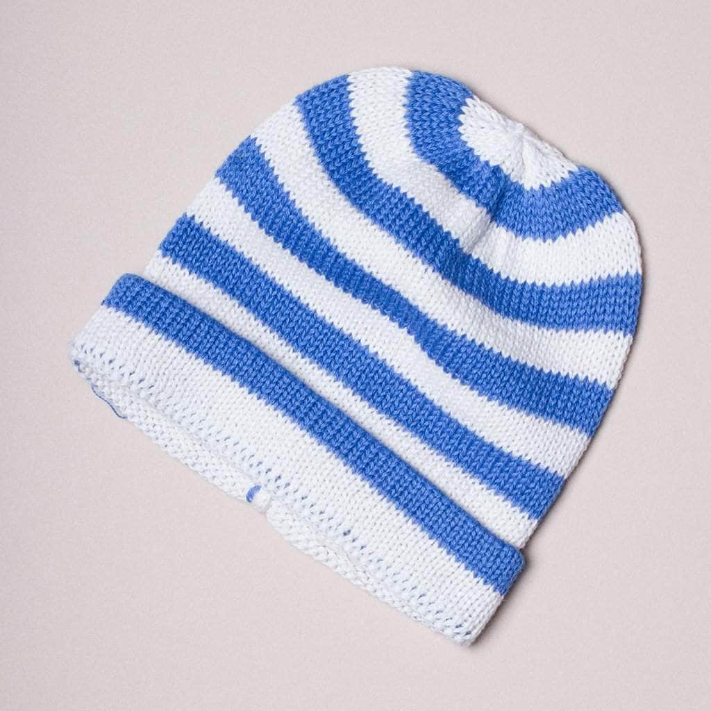 Organic Baby Hats, Handmade in Stripe Colors - Blue