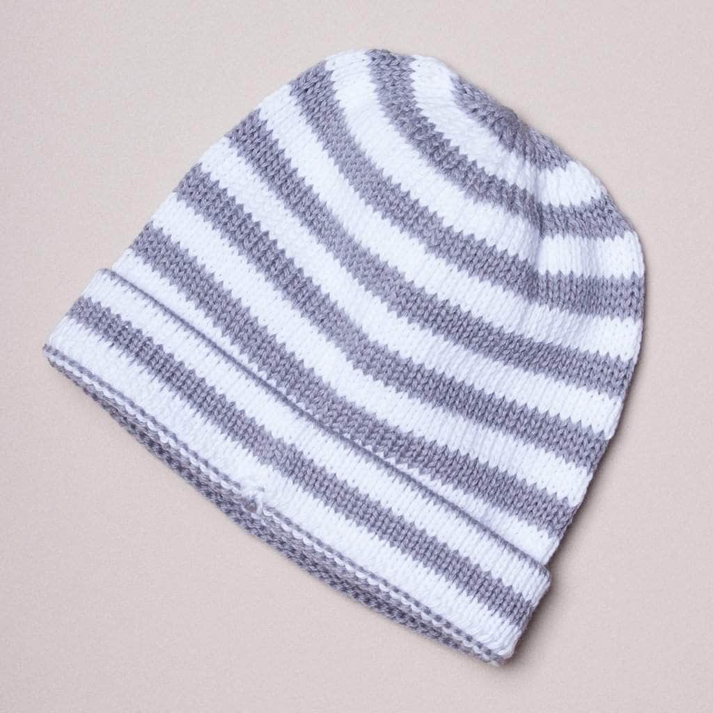 Organic Baby Hats, Handmade in Stripe Colors - Grey