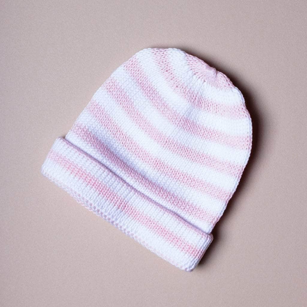 Organic Baby Hats, Handmade in Stripe Colors - Pink