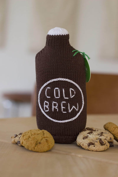 Organic cotton Cold Brew Coffee rattle baby toy with cookies