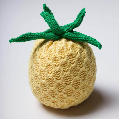 organic baby rattle pineapple toy. Green and yellow.